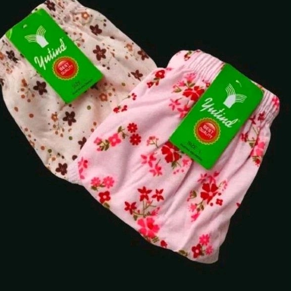 6pcs cd wanita bahan katun motif bunga merk yutin