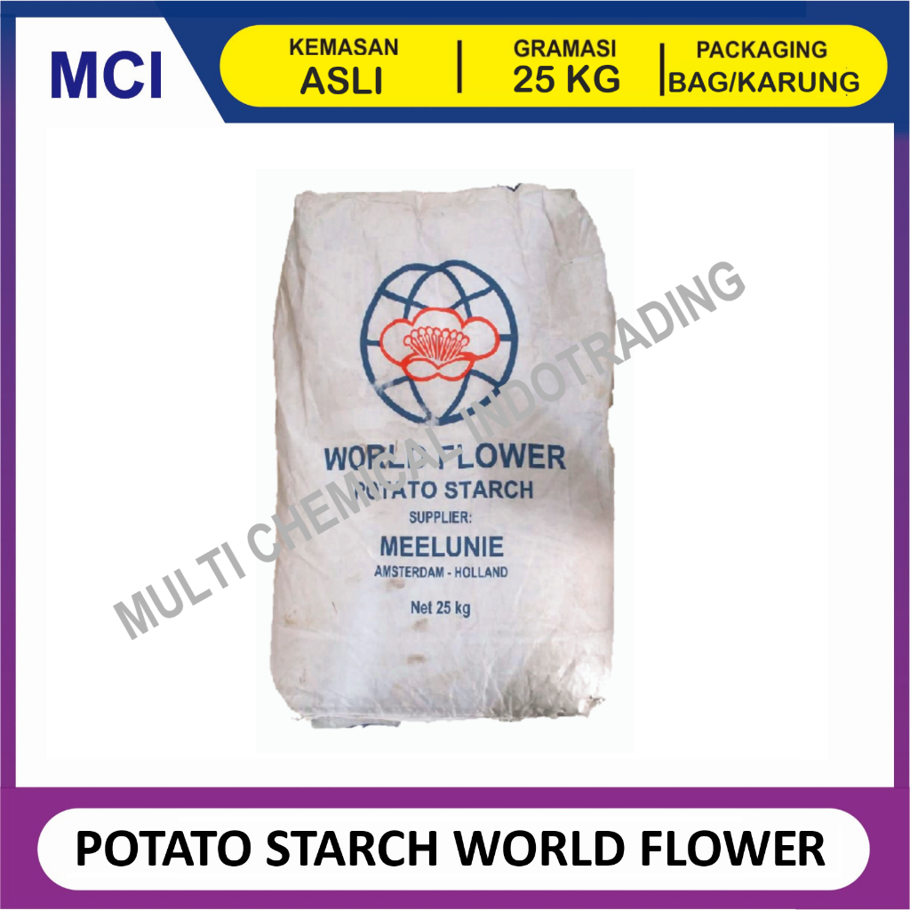

(KHUSUS GOSEND/INSTANT) POTATO STARCH WORLD FLOWER MEELUNIE DENMARK / TEPUNG PATI KENTANG - 1 BAG 25 KG