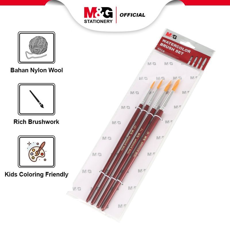

M&G Kuas Lukis Cat Air Set 4Pcs Painting Brush Watercolor Gouache