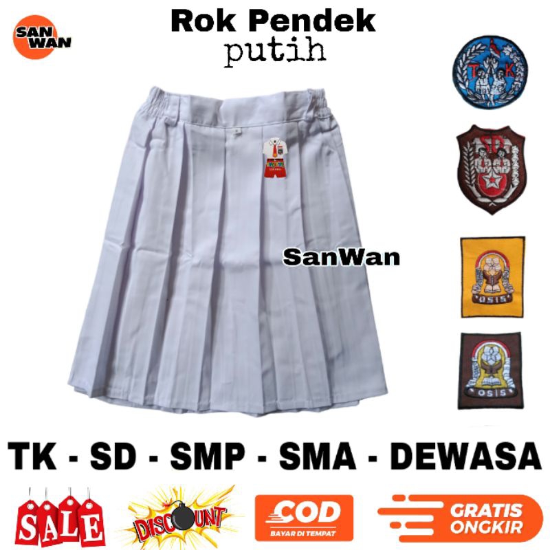 Rok Pendek Putih Sekolah TK PAUD SD SMP SMA Rok Warna Hitam Putih