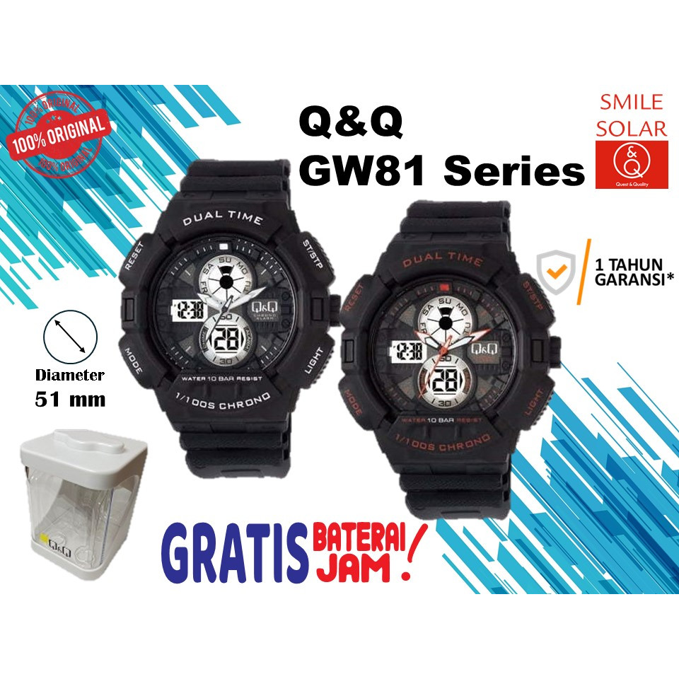 Jam Tangan Pria Casual Sporty Digital Double Time Original Q&Q QnQ QQ GW81 GW81J Series