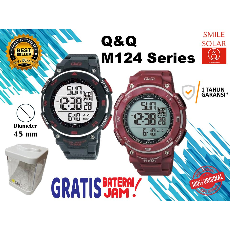 Jam Tangan Pria Sporty Rubber Digital Q&Q QnQ QQ M124 Bezel Berputar