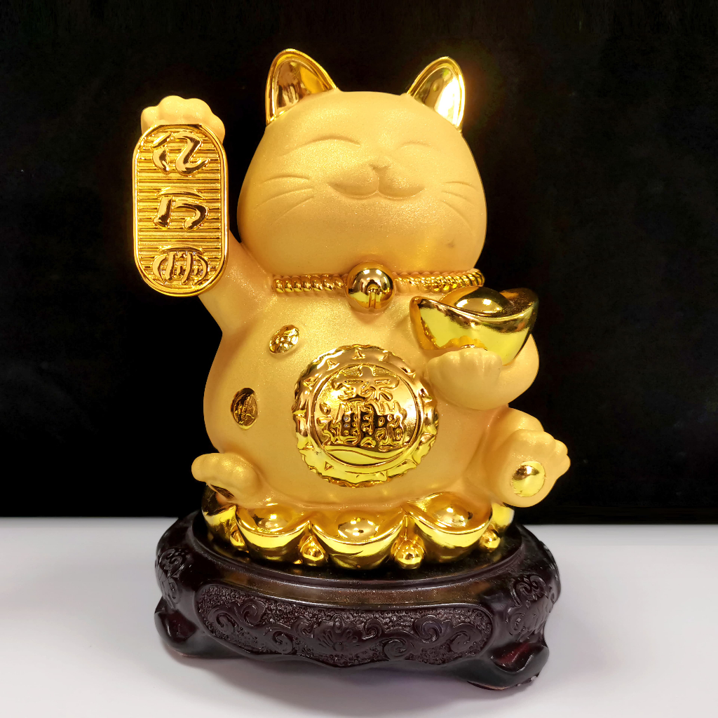 Patung Kucing Gold Warna Emas Pajangan Kucing Dekorasi Rumah Kucing Hoki / Lucky Cat / Kucing Keberu