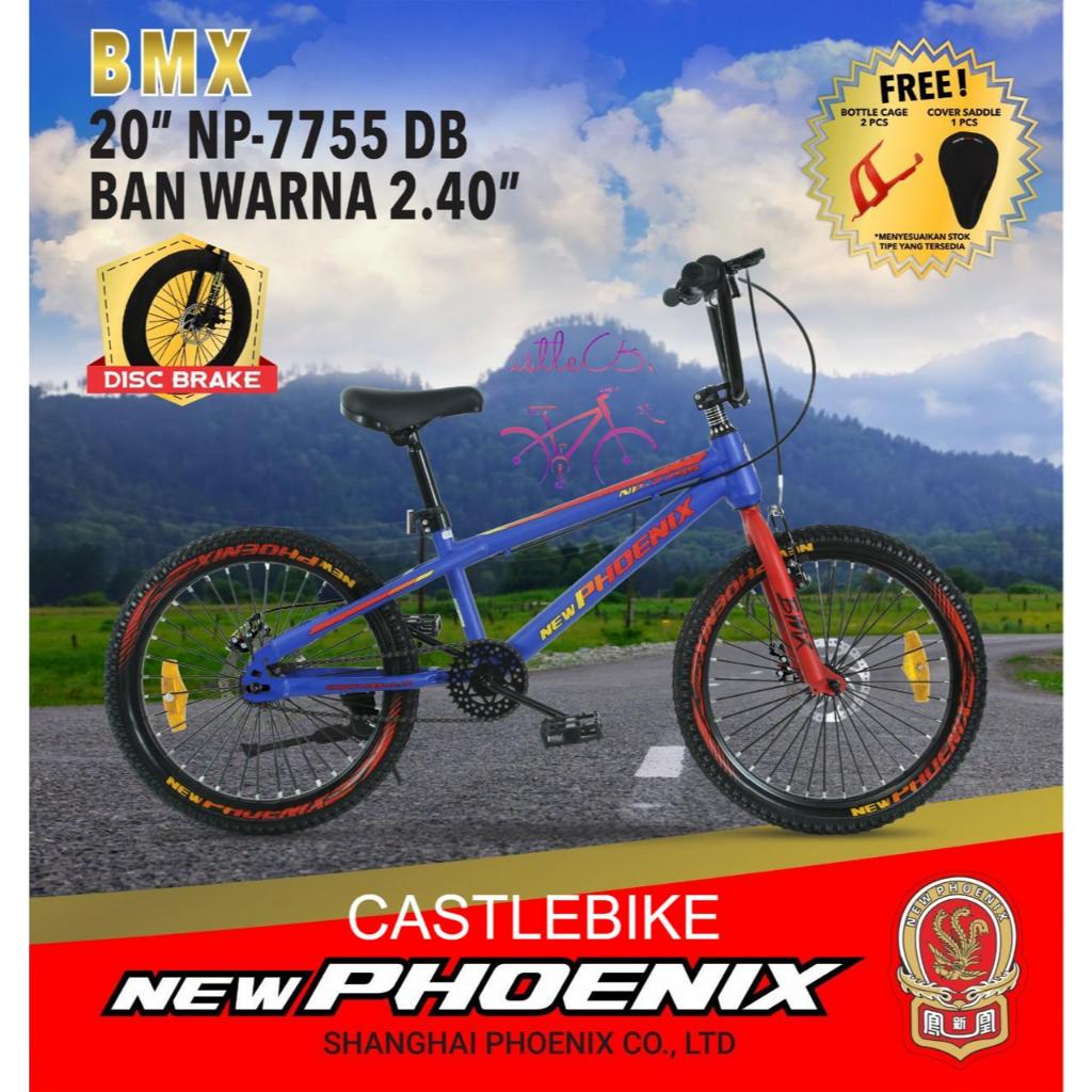 (BONUS BOTOL HOLDER)Sepeda BMX Anak Phoenix NP7755 DB Ban Warna 20x2.4