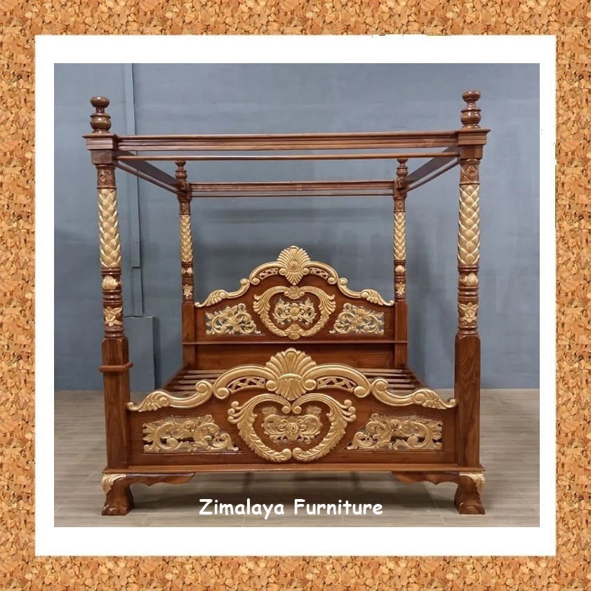Tempat Tidur Ukir Kayu Jati Model Dipan Cinta Jepara, Tempat Tidur Kanopi, Dipan Klambu