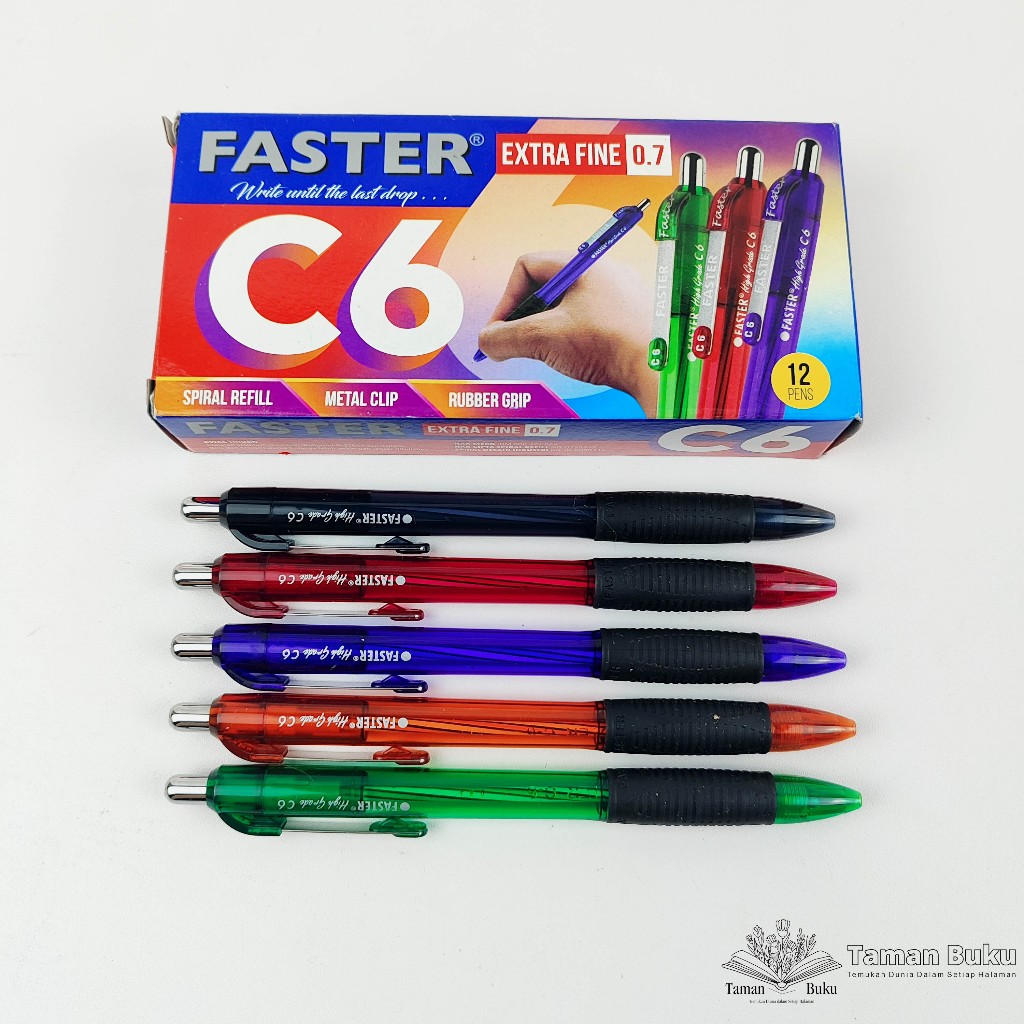 

Pulpen Faster C6 1Box isi 12pcs Pena Ballpoint