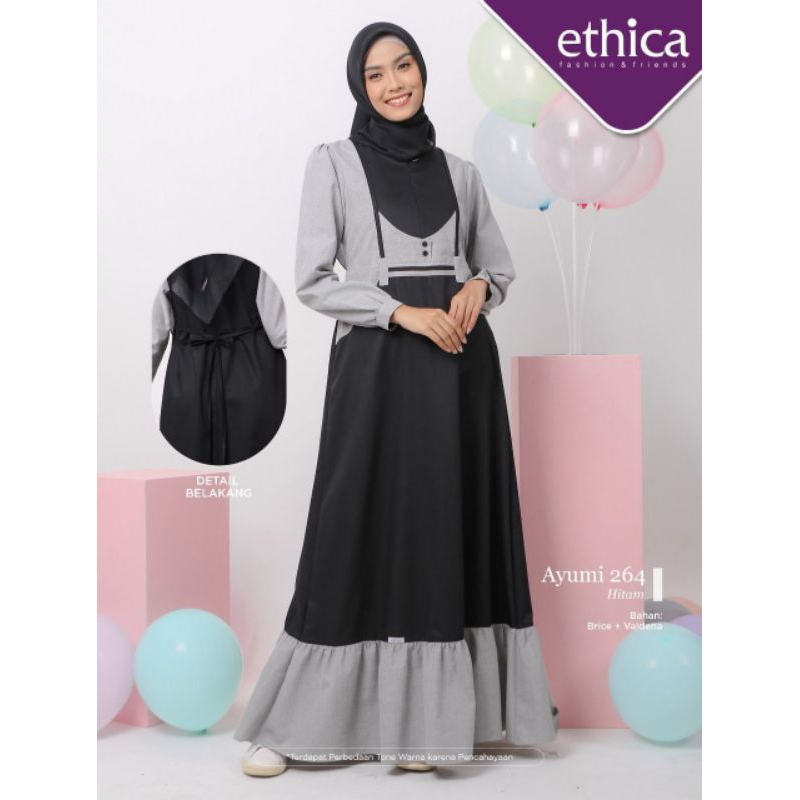 AYUMI 264 HITAM BY ETHICA/GAMIS HITAM ETHICA/GAMIS WANITA HITAM