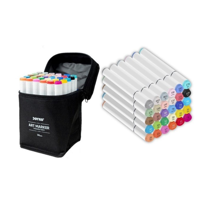 

Joyko Art Marker ARMK-66-30 Spidol Dual Tip Penanda Seni 30 Warna Box Kain Murah Berkualitas