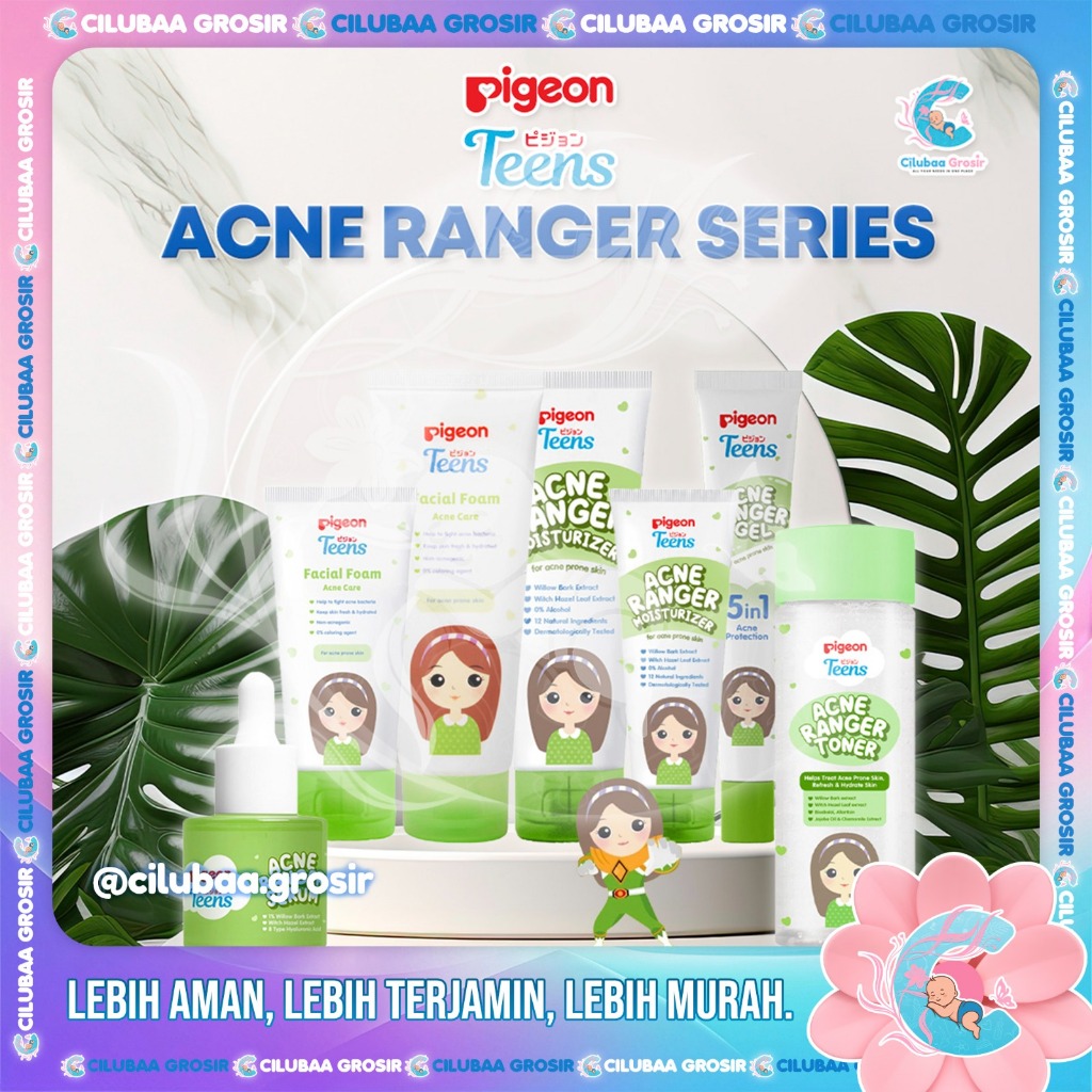PIGEON Tenns Acne Ranger Toner 95ml || Gel 15ml || Moisturizer 20ml & 50ml || Serum20ml || Loose Pow