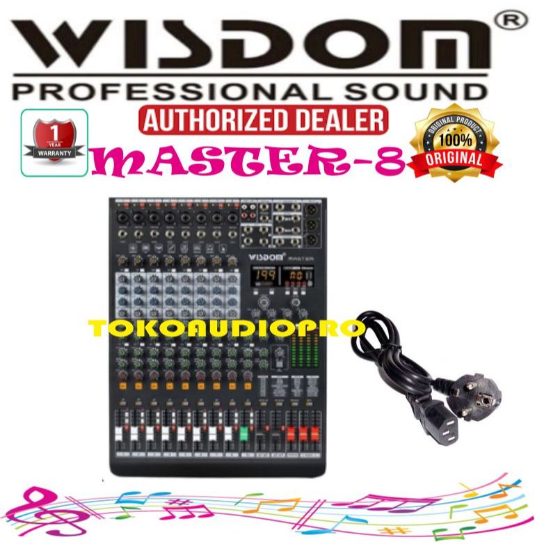 Mixer Wisdom Master 8-Channel Mixer Audio dengan Bluetooth Dan Efek