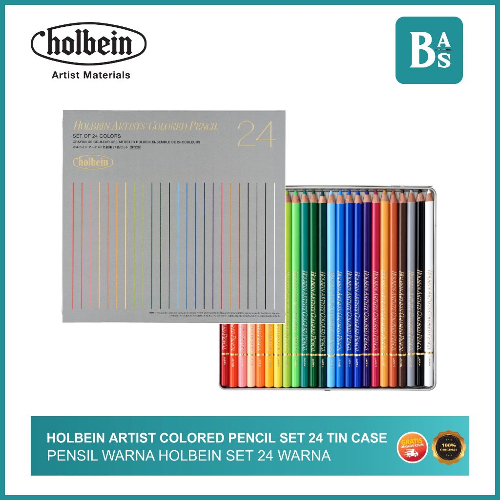 

Holbein Artist Colored Pencils - Set of 24 Tin Case / Pensil Warna Holbein Set 24 Kotak Timah / Peralatan Menggambar dan Melukis Terlengkap dari Bali Art Supplies