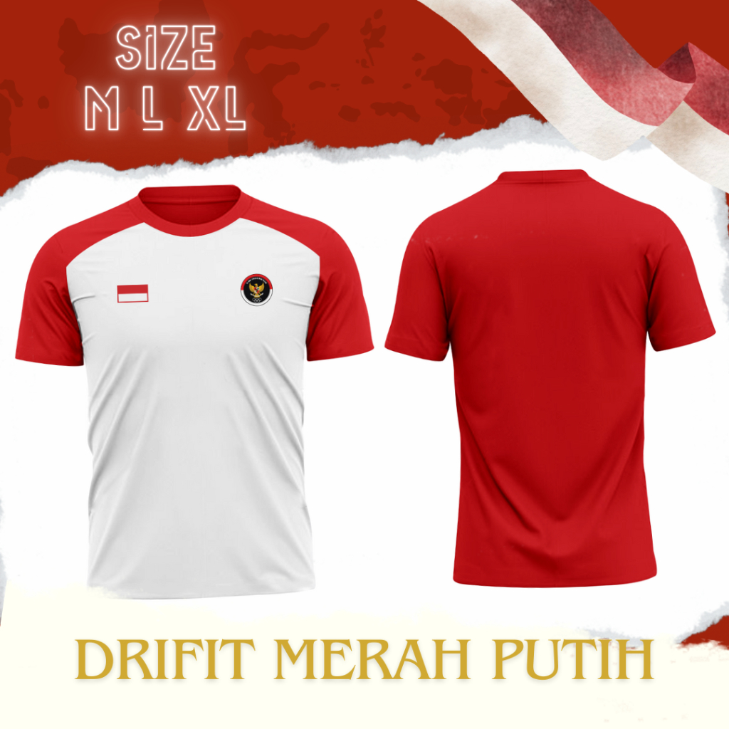 Baju olahraga pria wanita baju jersey olahraga sports jersey baju merah putih kaos lengan pendek put