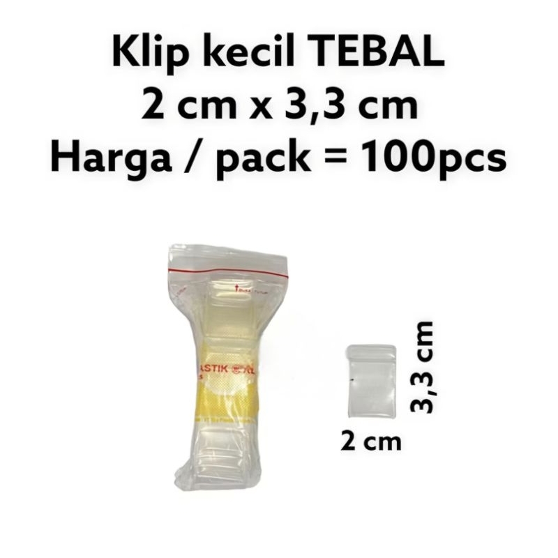 Klip Kecil TEBAL 2x3.3cm / Klip 2x3.3cm / KlipPlastik 2x3.3 TEBAL / Klip Kecil
