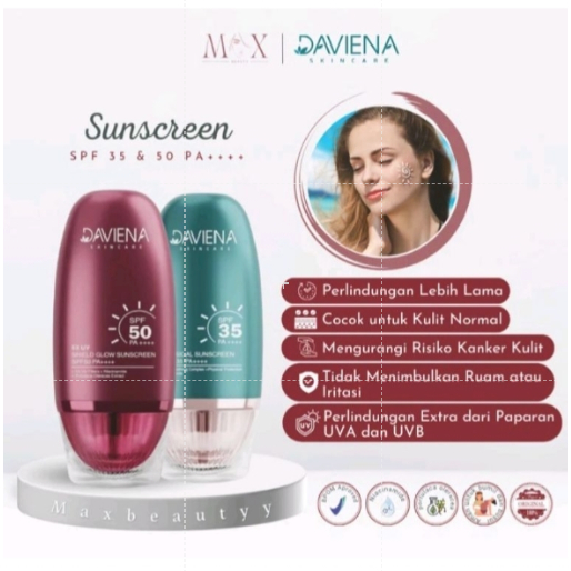 BIG SALE SUNSCREEN DAVIENA SKINCARE 30ML SPF 50 & SPF 35 ORIGINAL BPOM DAVINA DAVIENA SKINCARE