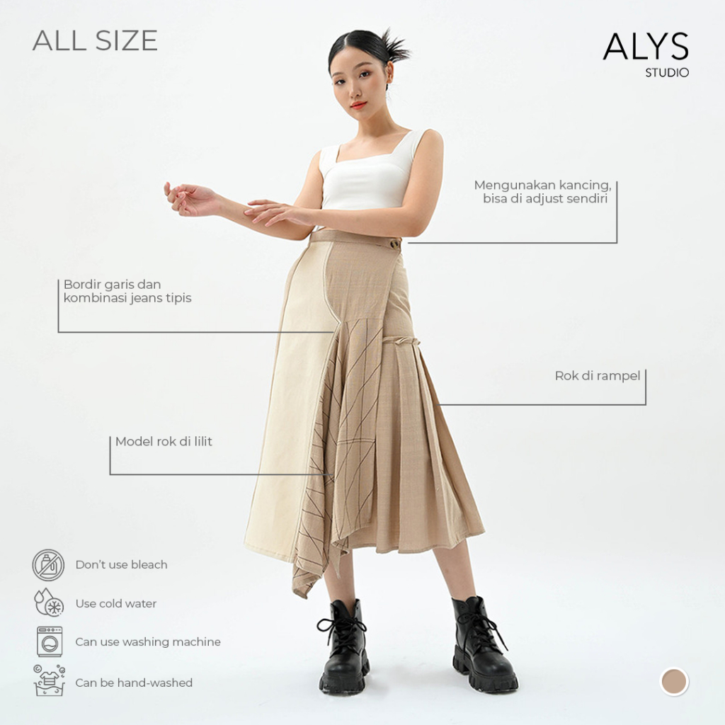 Alys Studio - Ulos Cream skirt | Rok Wanita Kasual | Rok Wanita Kerja | Rok Rempel