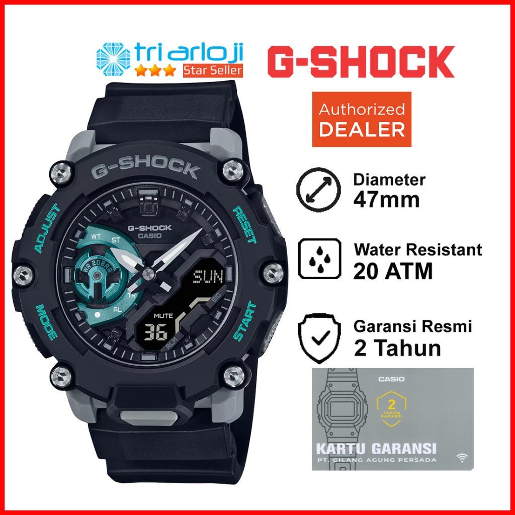 Casio G-SHOCK GA-2200M-1ADR Jam Tangan Pria GSHOCK GA2200M GA-2200M-1A GA-2200M GA2200 Hitam Tosca