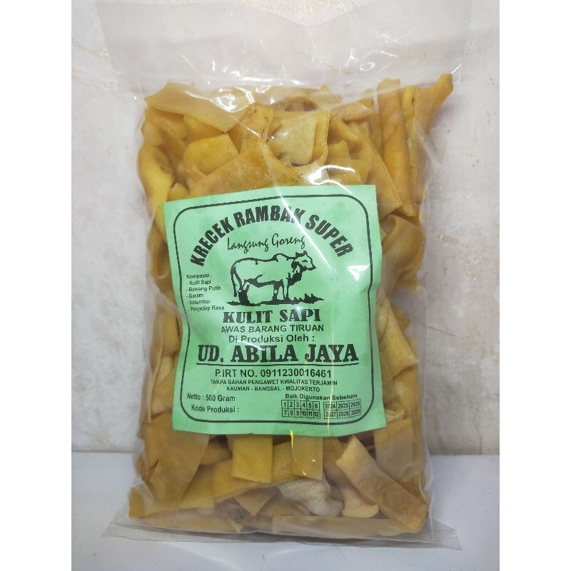 

kerupuk rambak kulit sapi varian steak lebar berat 500gr, krecek rambak, dorokdok, langsung goreng