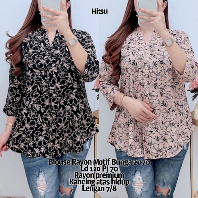 Atasan 2070 Blouse Rayon Motif Bunga Rayon Premium - GF