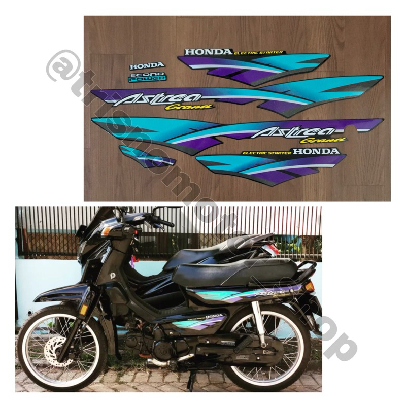 Striping Lis List Polet Grand Sabit 1996 Biru Stiker Sticker Body motor Astrea Grand sabit 1996 96 W