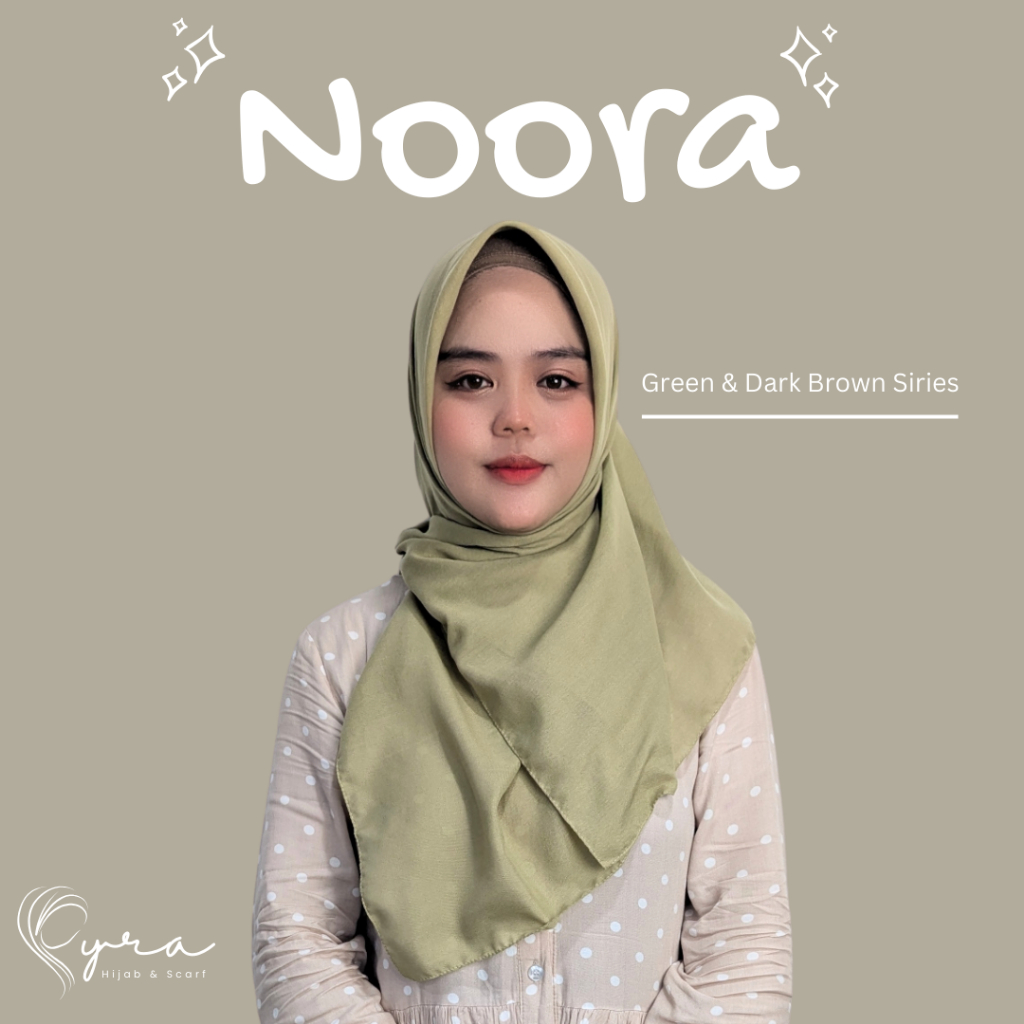 PYRA - Jilbab / Hijab Paris Premium Voal Segiempat / Square (Per hijauan & Coklat Tua)