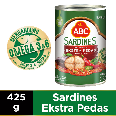 

ABC Sarden Saus Ekstra Pedas / Saus Cabai / Saus Tomat 425 g & Sarden Siap Goreng Serundeng 400 g