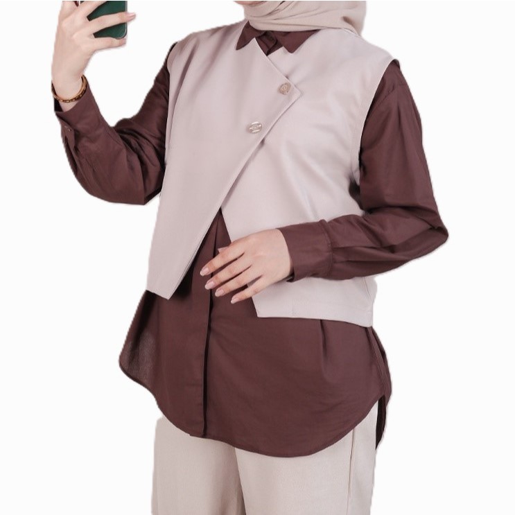 Lulu Vest Outer Polos Wanita Rompi Casual Tanpa Lengan