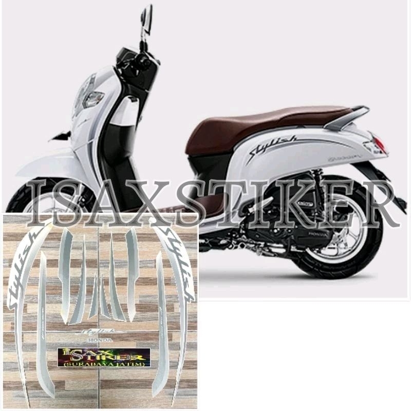 striping original Honda Scoopy stylish putih white tahun 2018 2019
