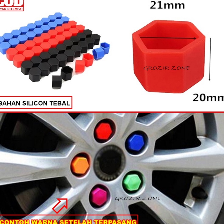Best Tutup Baut Ban Mobil Variasi Ukuran 19 21mm Isi 2pcs Karet Cover Baut Roda Velg Baud Pelek Velk