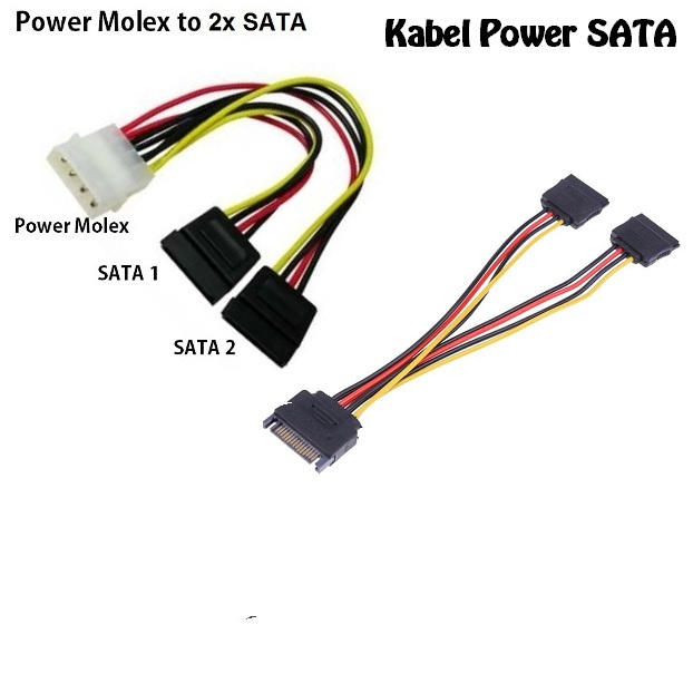 Kabel Power SATA Male to 2x SATA or Power Molex to SATA Cabang
