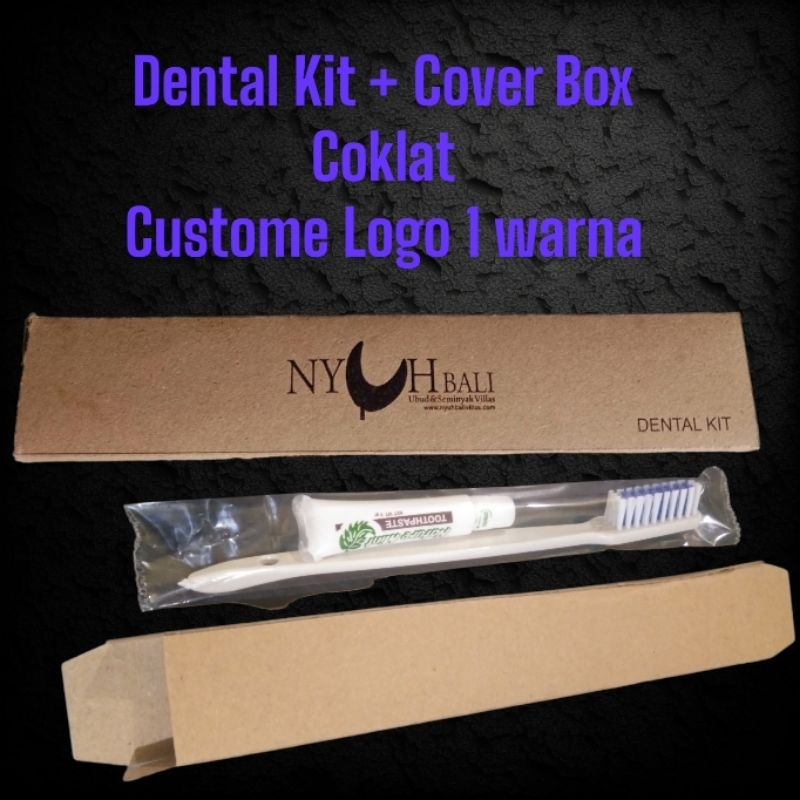 Dental Kit Hotel Box Coklat Logo 1 warna, Box Dental Kit Logo