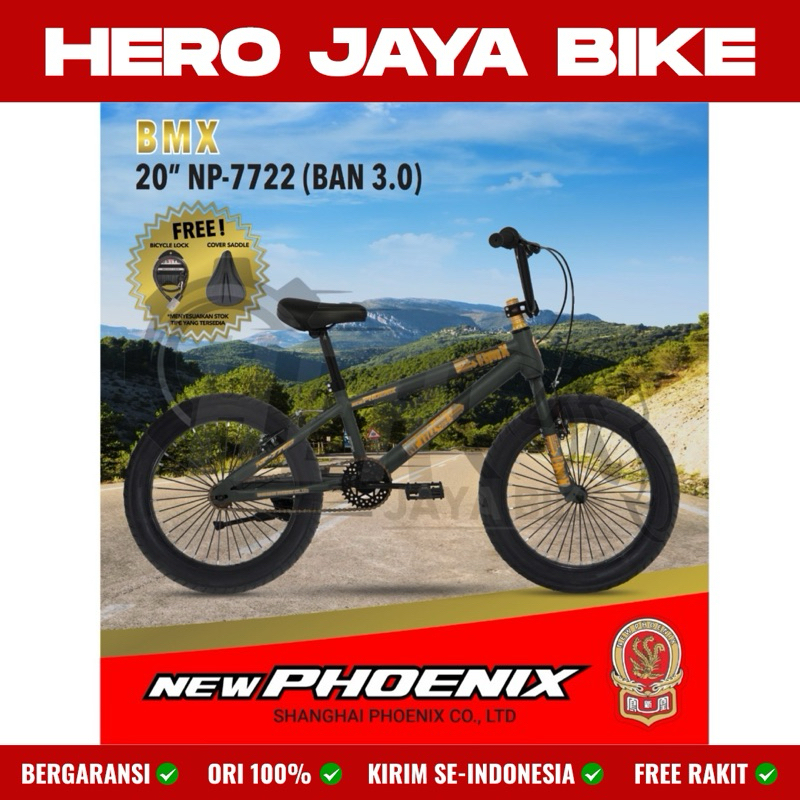 Sepeda Anak Laki BMX PHOENIX 7722 Rem Cakram & Rem V-Brake Ukuran 20Inch Ban Kecil & Ban Jumbo 3.0 U
