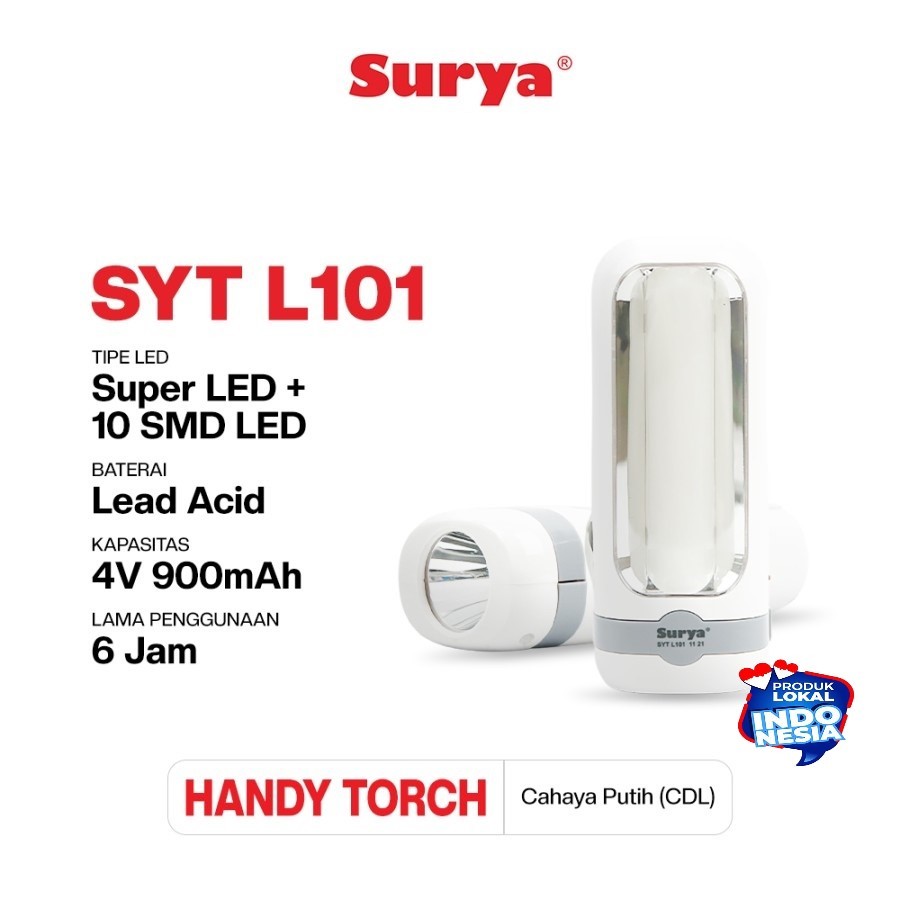 Lampu Emergency Surya & Senter Emergency Led 10Smd +1W Super Led / Emergency Surya L.101 / Emergency