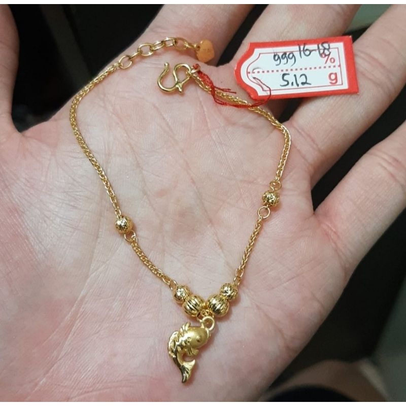Gelang rantai emas 24k ikan koi bola
