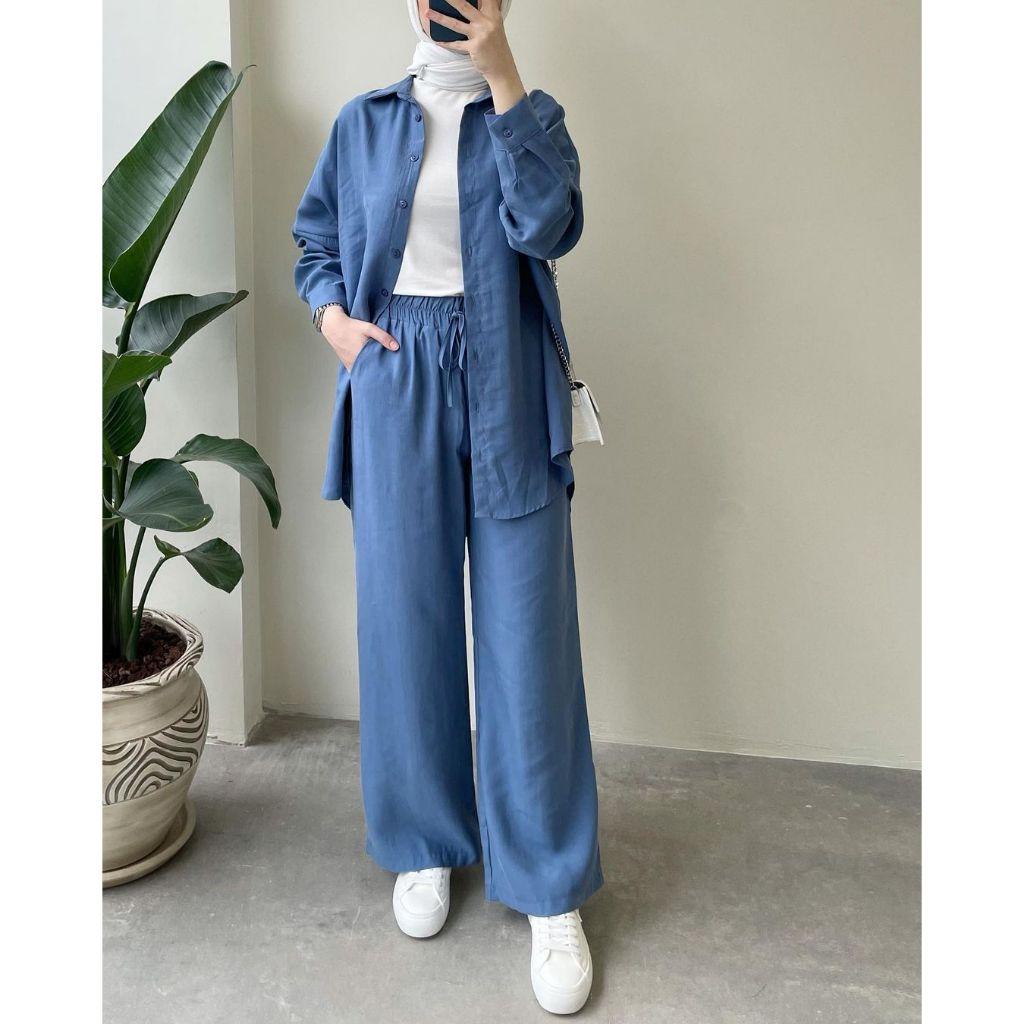 Baju Setelan Kemeja Wanita Terbaru Kekinian one set Jumbo LD 140 cm