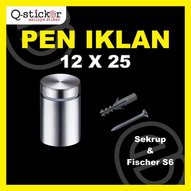 BAUT AKRILIK 12x25 STAINLESS / SIGNBOARD / PEN IKLAN 12x25