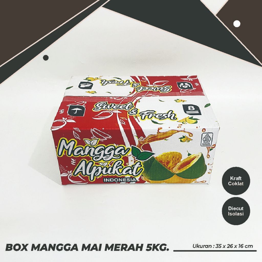 

BOX/KARDUS MANGGA VAR. 5 KG (FREE PARTISI DALAM 12 BUAH) - A1/boxmangga/manggaalpukat/boxbuah/kardusbuah/mangga5kg/klonal21