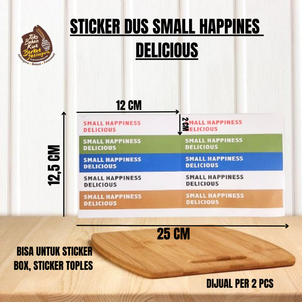 

STICKER DUS SMALL HAPPINES DELICIOUS / LABEL TOPLES ISI 2 PCS / STICKER BOX IMPOR