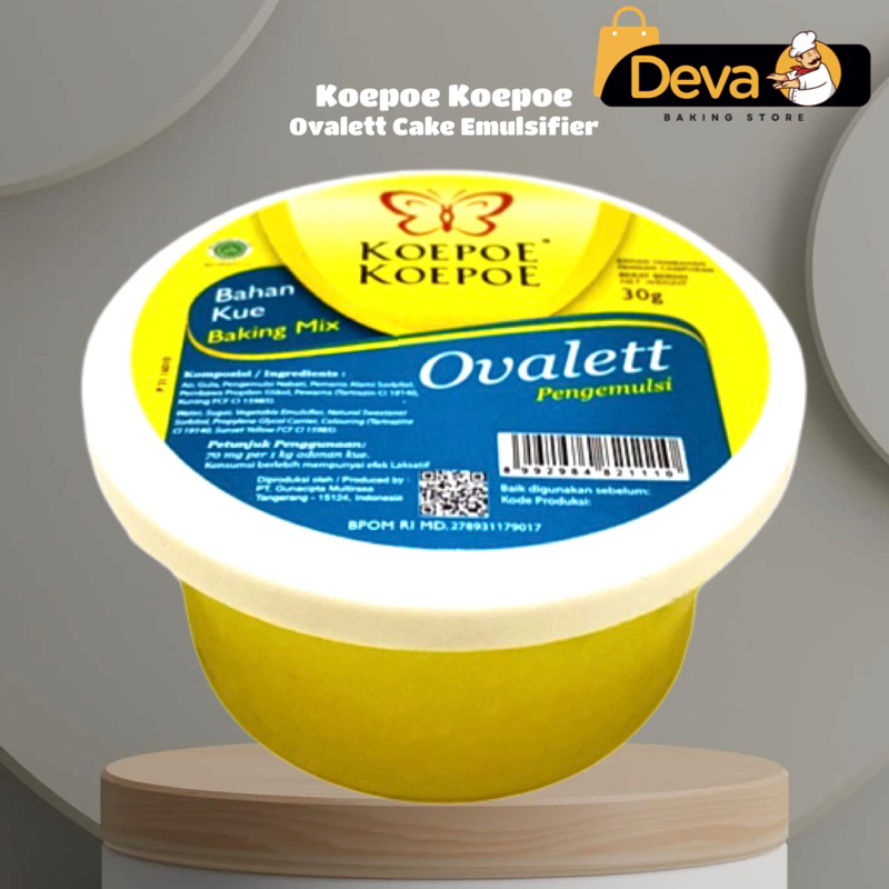 

Koepoe Koepoe Ovalett Cake Emulsifier - Ovalett Kupu Kupu Penstabil Kue 30gr