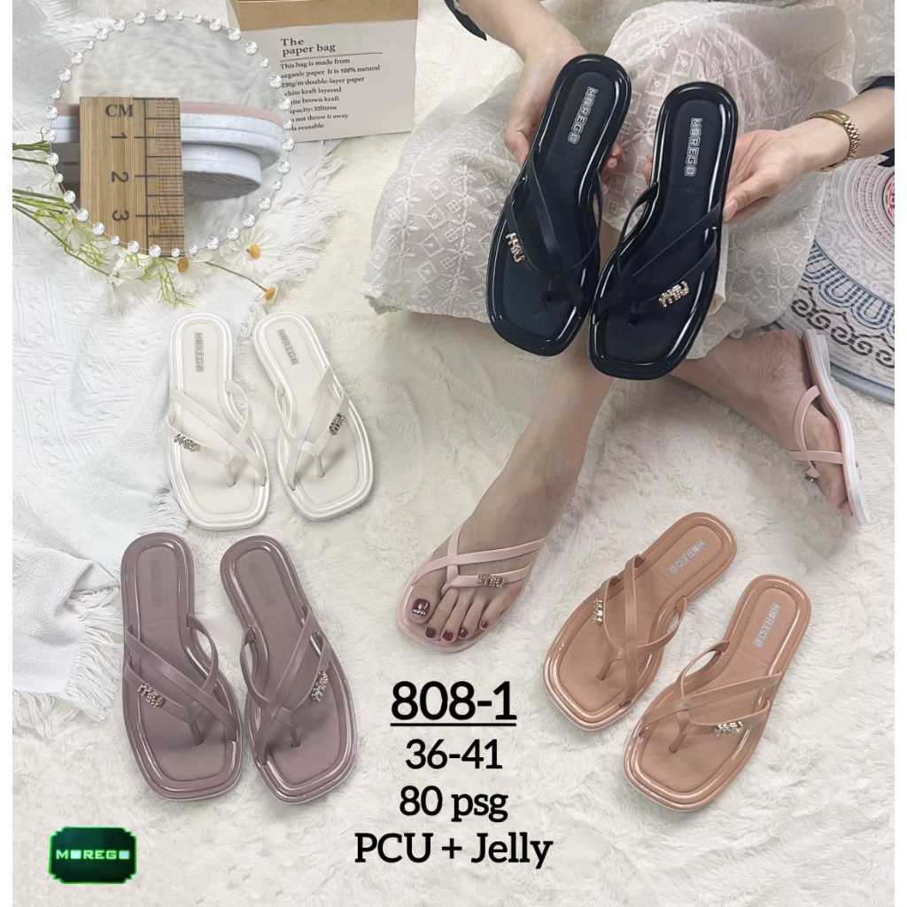 Sandal Jepit Teplek Wanita Morego Motif MIU Tali Simple Karet Empuk