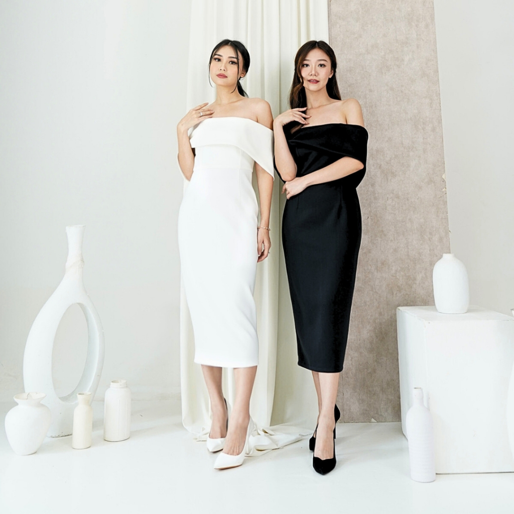 Long Dress Pesta Wanita Giyomi Gaun Kondangan Scuba Panjang Formal Polos Party Korean Style Premium