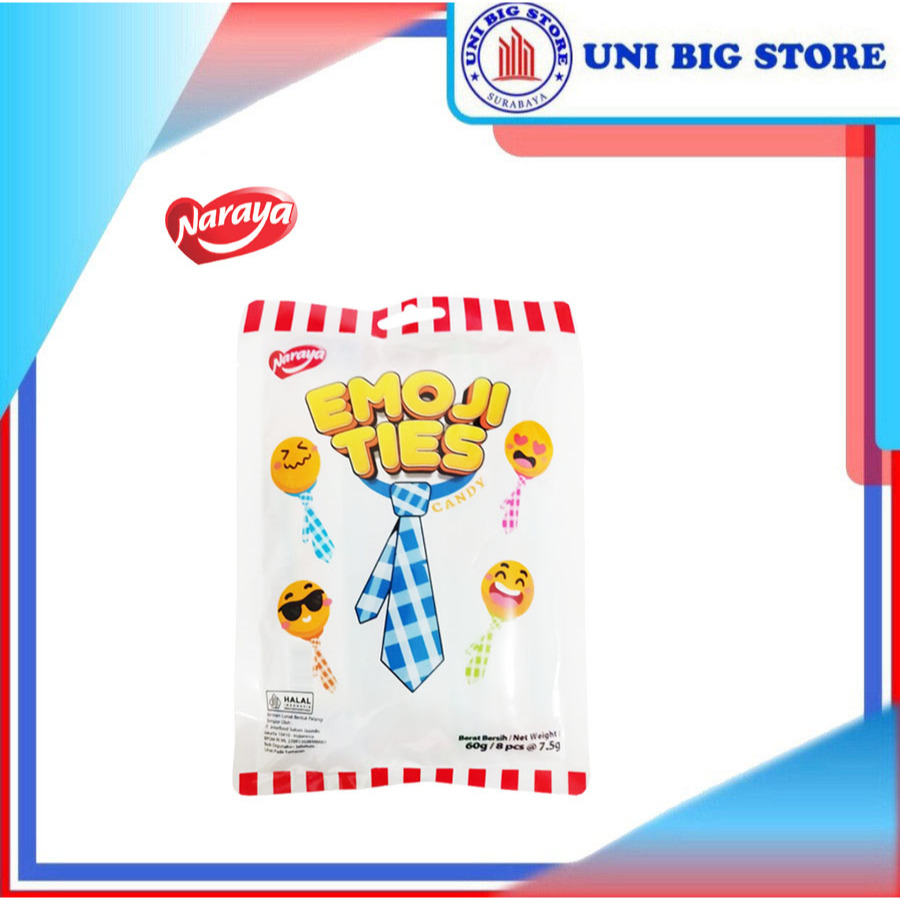 

Naraya Emoji Ties Chewy Candy 60 gr Permen Lunak Bentuk Pelangi