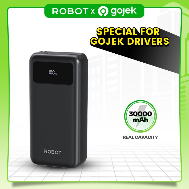 [ROBOT X GOJEK] PowerBank ROBOT 30000mah RT32 Quick Charging Power Bank 22,5w PD QC3.0 Fast Charging
