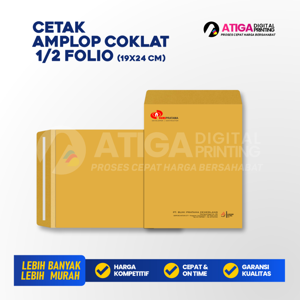 

Cetak Amplop Coklat 1/2 Folio | Print Amplop Coklat Full Warna