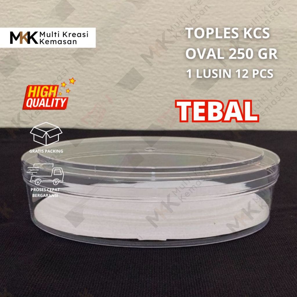 Toples oval mika plastik bening kue kering 250gr mika toples lebaran nastar - kastengel - lidah kuci