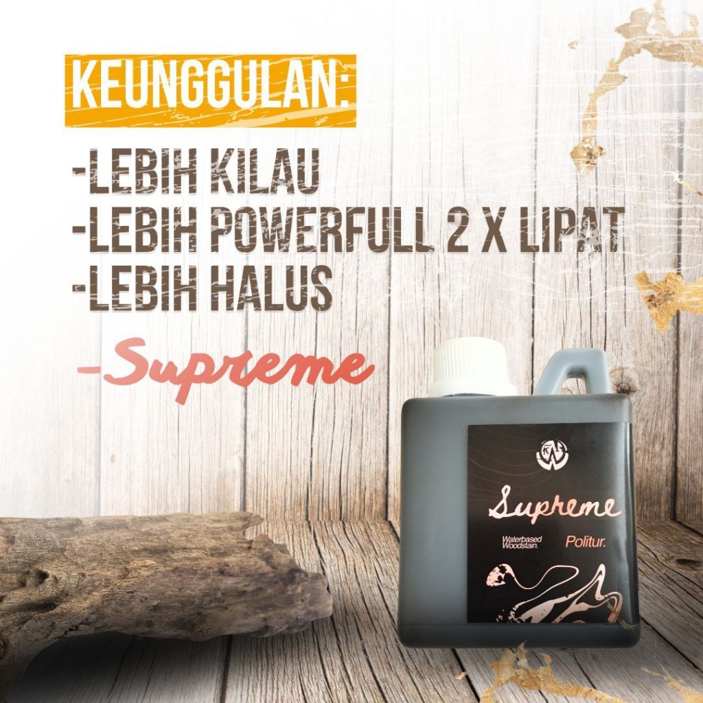 Politur Kayu Plitur SUPREME Woodnesia Woodstain Waterbased Pengkilap Kayu Plitur Terbaik