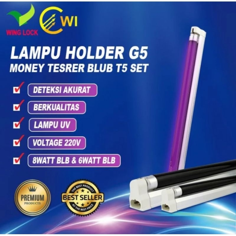 LAMPU NEON T5 8WATT SET UV LAMPU MONEY DETECTOR 8w LAMPU T5 ULTRA VIOLET