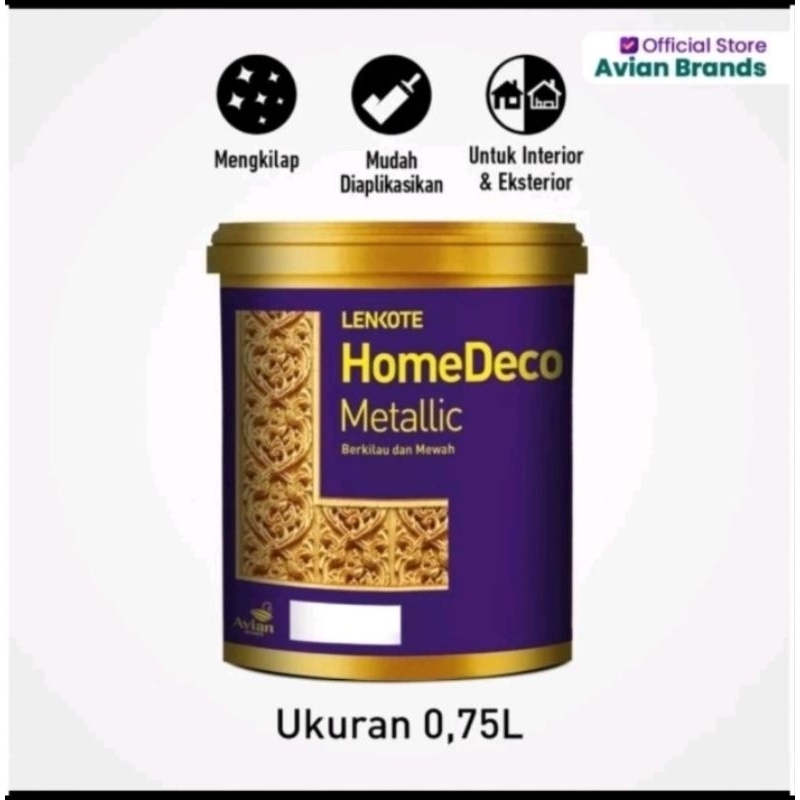 Cat Tembok Dinding Home Deco-0.75Ltr-Cat Emas  gypsum Metalik paint