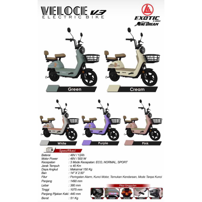 EXOTIC VELOCE V3 SEPEDA LISTRIK