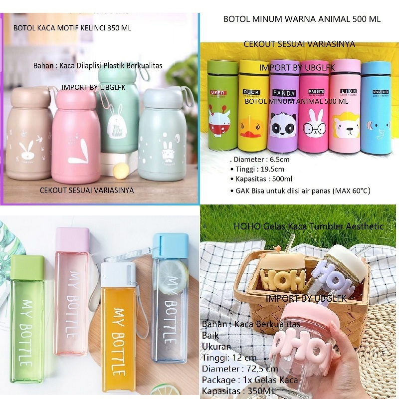 IMPORT HOT BOTOL MINUM ANAK BEKAL SEKOLAH KANTOR Botol Kaca Anak Model Rabbit Unik Gelas Kaca Tebal 