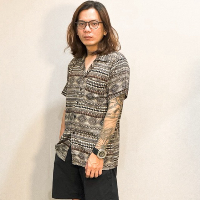 NRKY kemeja pria distro lengan pendek motif tribal